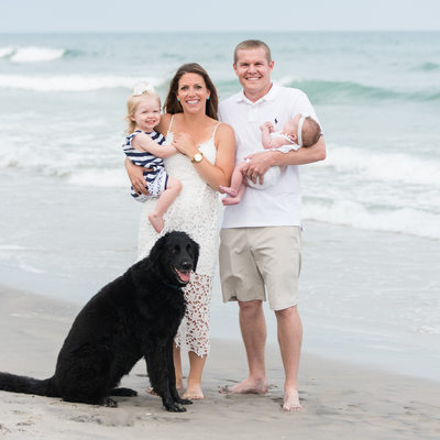 Family Photos with Dogs at Topsail beach