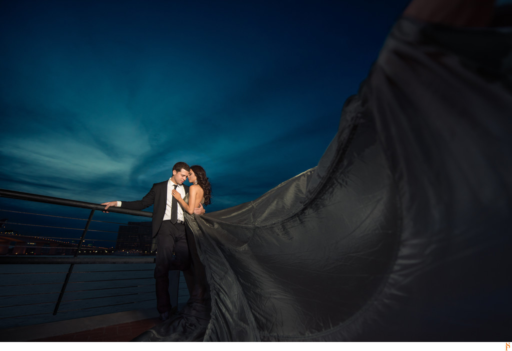 Engagement session in Downtown Jacksonville long dress