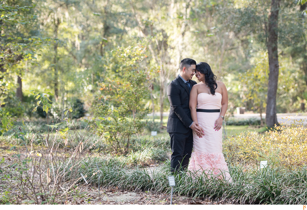 COUPLE WITH PINK LONG DRESS FOR ENGAGEMENT PICTURES