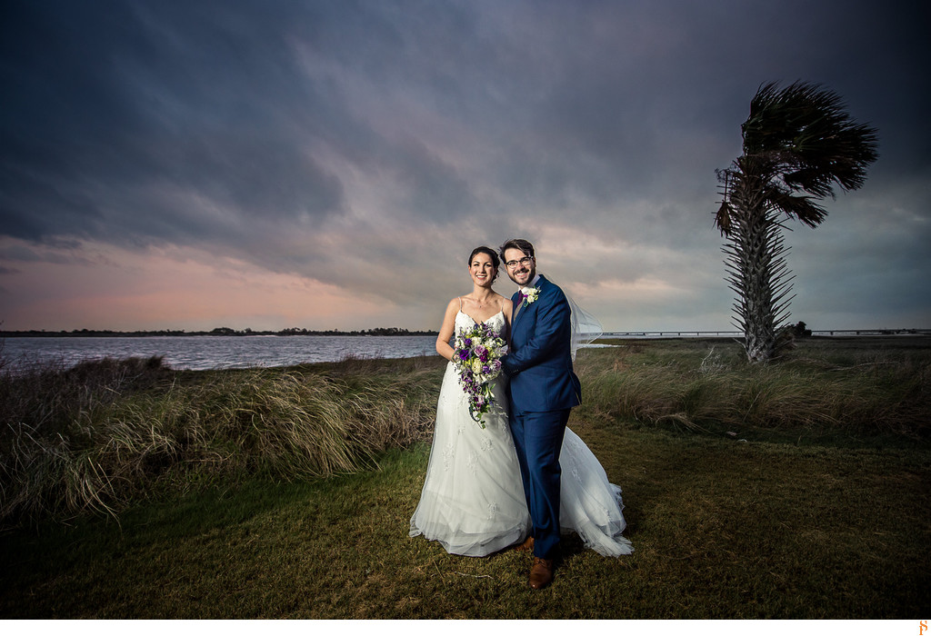 Gorgeous couple at sunset at the Ribault Club by the St johns River