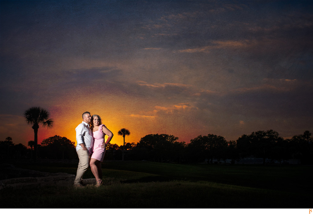 gorgeous sunset in florida for engagement photos