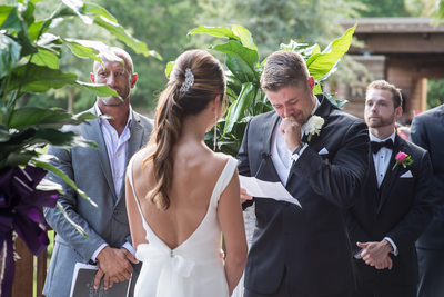 The groom got emotional during the wedding ceremony at Sawgrass