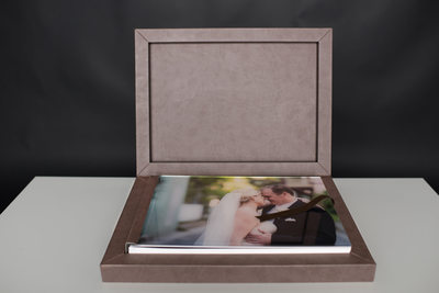 BROWN WEDDING ALBUM WITH A GORGEOUS PICTURE ON THE COVER