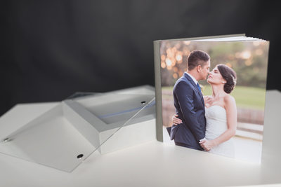 TWO SHADES OF GREY WEDDING ALBUM WITH PICTURE ON COVER