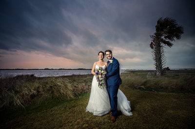 Gorgeous couple at sunset at the Ribault Club by the St johns River
