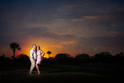 gorgeous sunset in florida for engagement photos