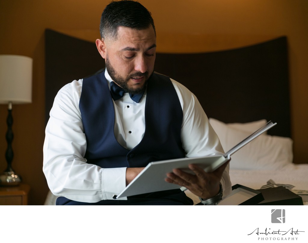Groom's Reaction to Boudoir book