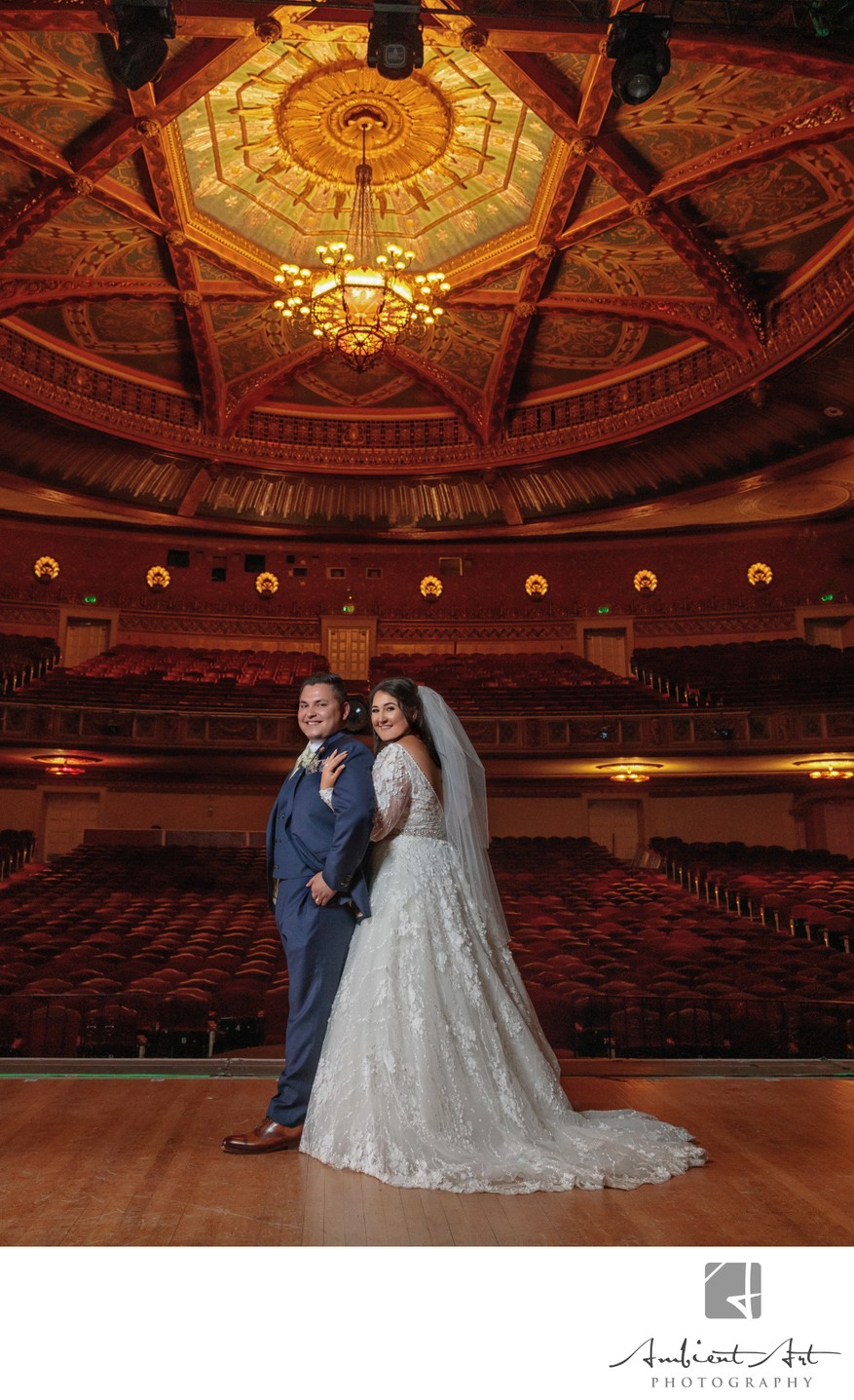 Wedding photo at the Warnor's Theater Fresno, CA 