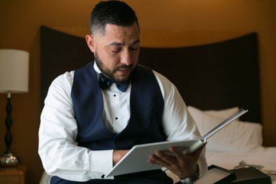 Groom's Reaction to Boudoir book