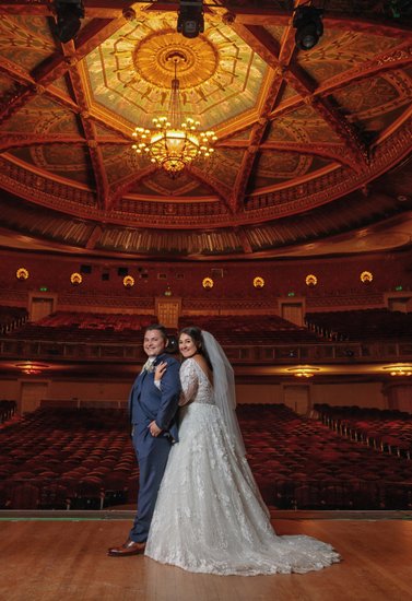 Wedding photo at the Warnor's Theater Fresno, CA 