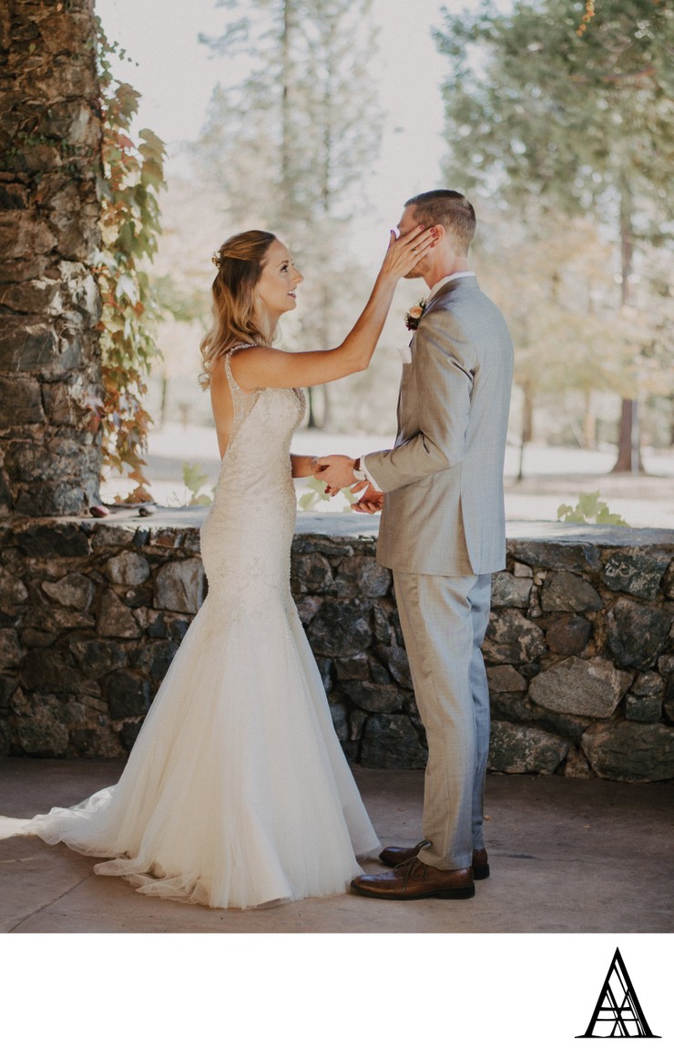 Groom Crying seeing Bride Grass Valley Photography 