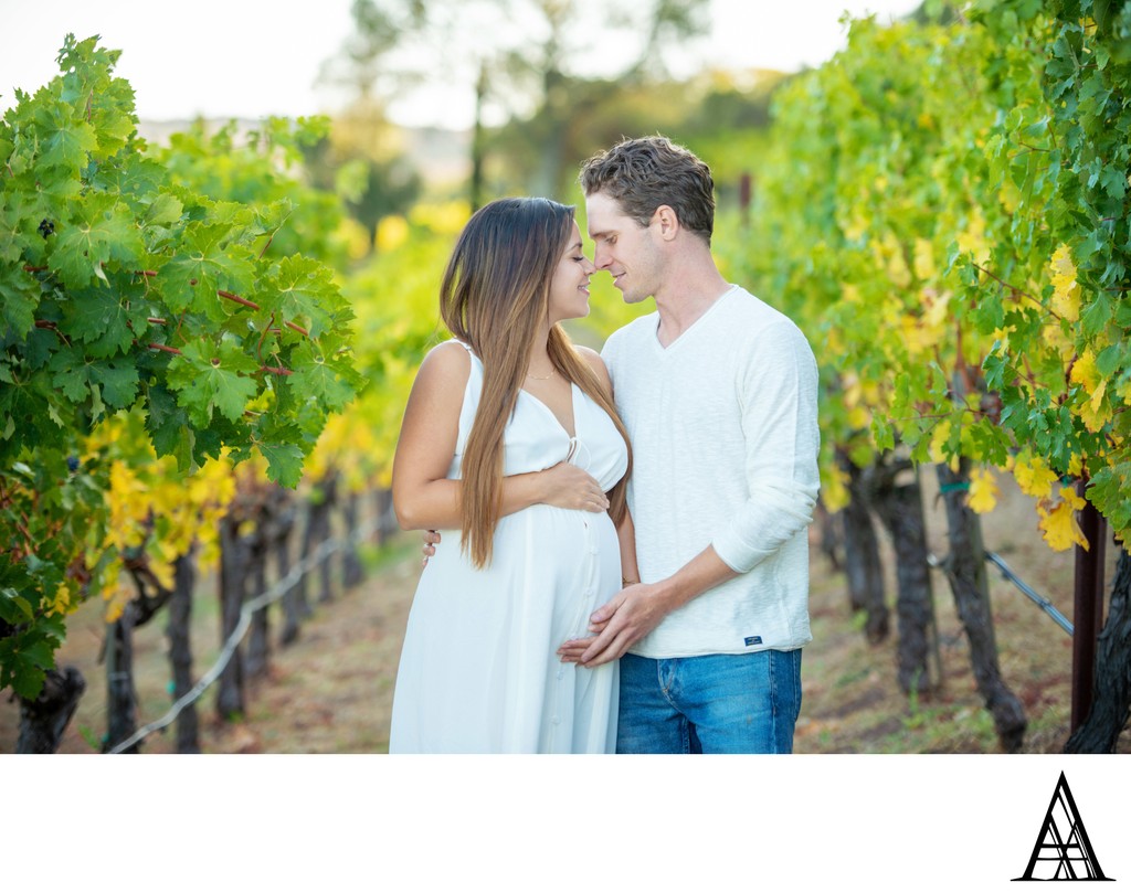 Couple Maternity Vineyard Photography in Napa 