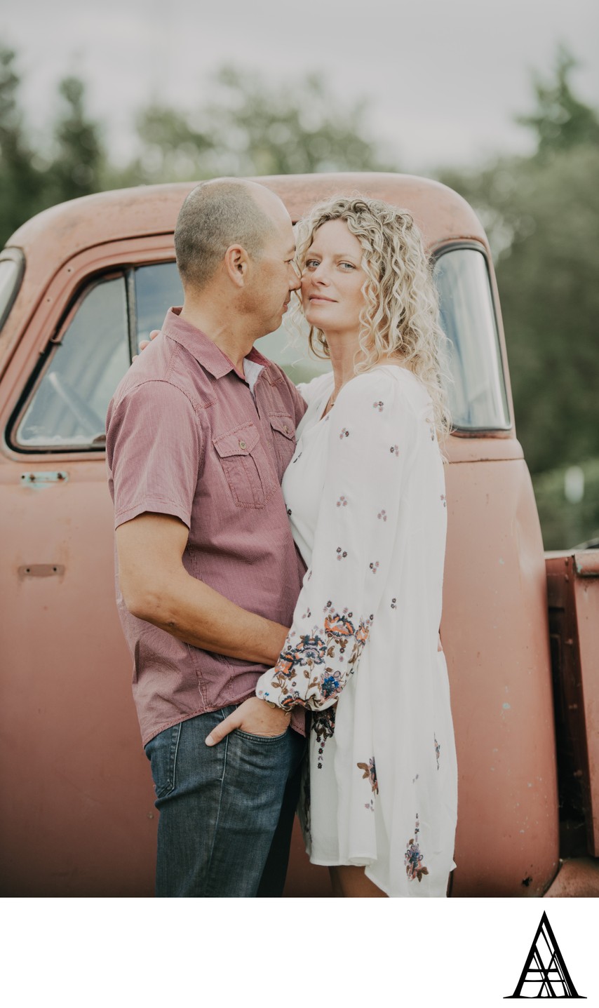 Rustic Truck Engagement Photography Flower Farm Loomis