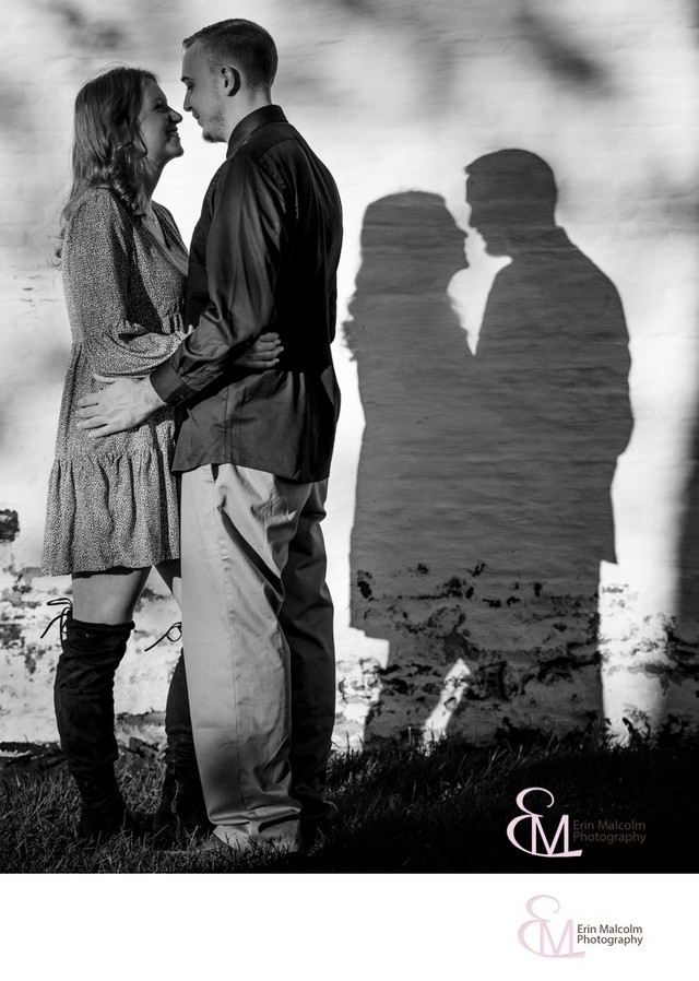 B/W image, silhouette, Mabee Farm engagement session