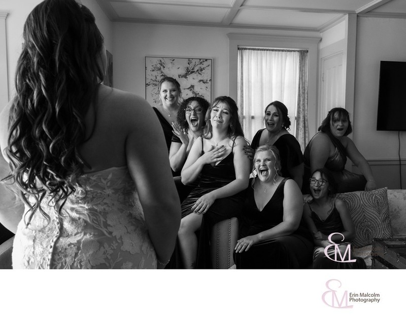 1st Look with bridesmaids, Erin Malcolm Photography