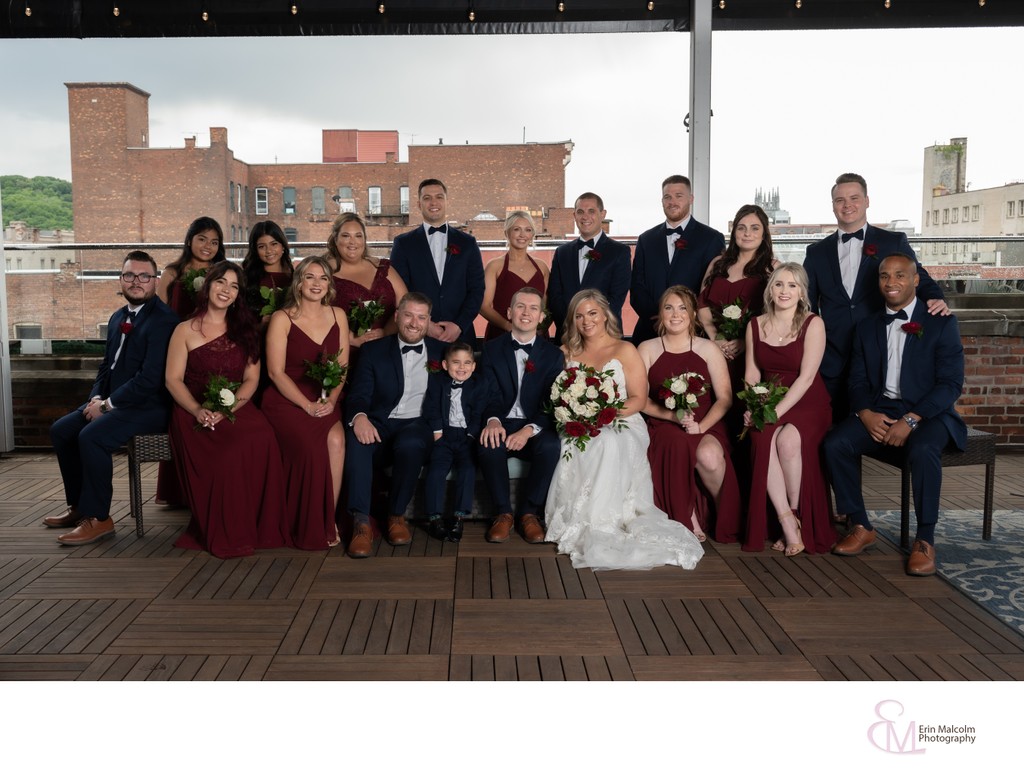 Large bridal party, Franklin Plaza, Erin Malcolm Photo