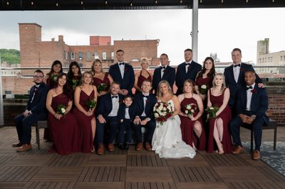 Large bridal party, Franklin Plaza, Erin Malcolm Photo