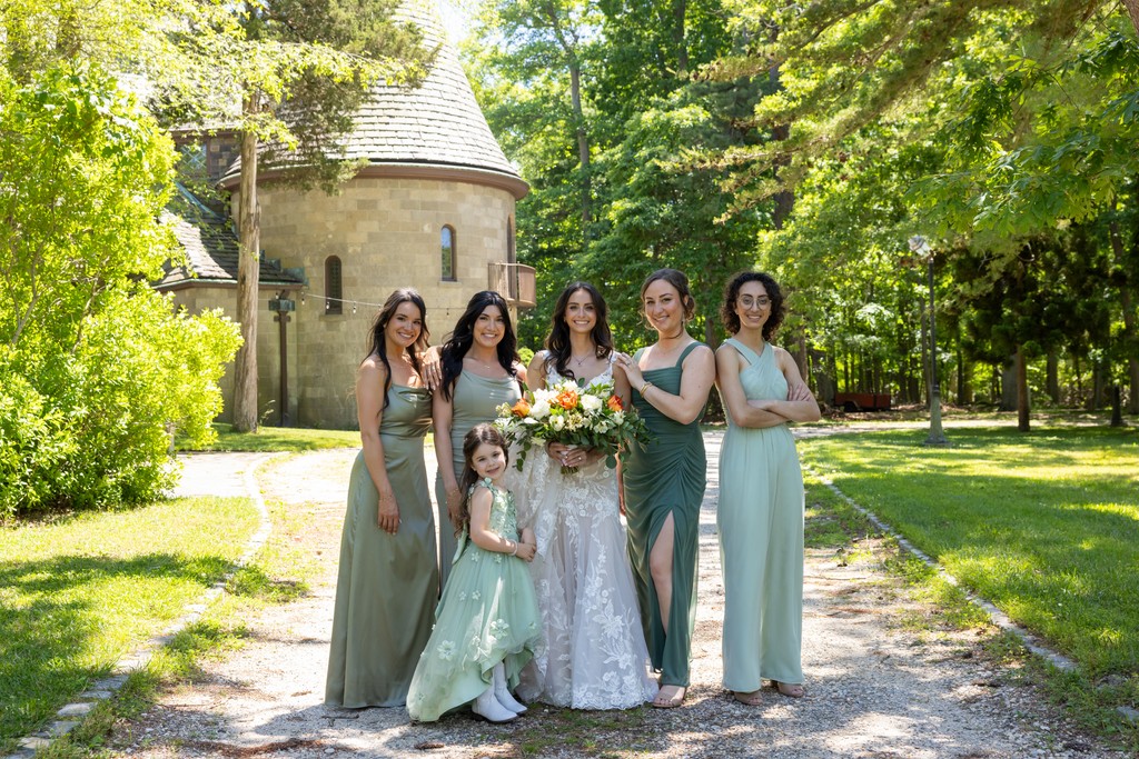 Rustic wedding party portrait