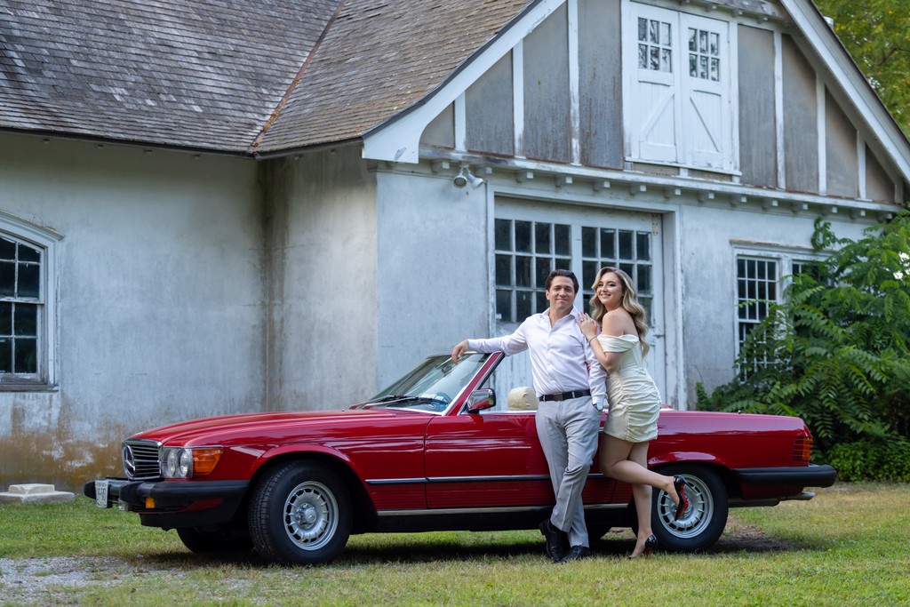 Classic car engagement session