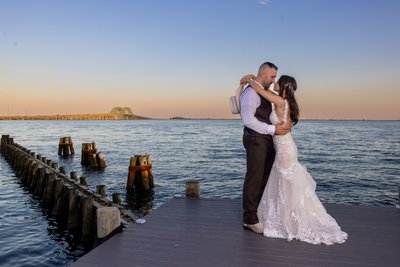 Stunning sunset wedding portrait