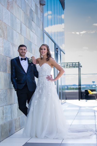 Rooftop bride and groom photo