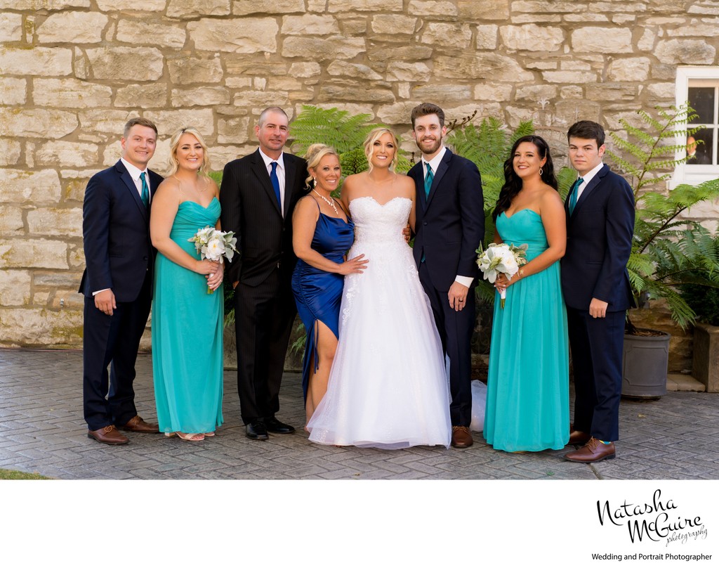 Family photo at Stone House wedding in St Charles, MO