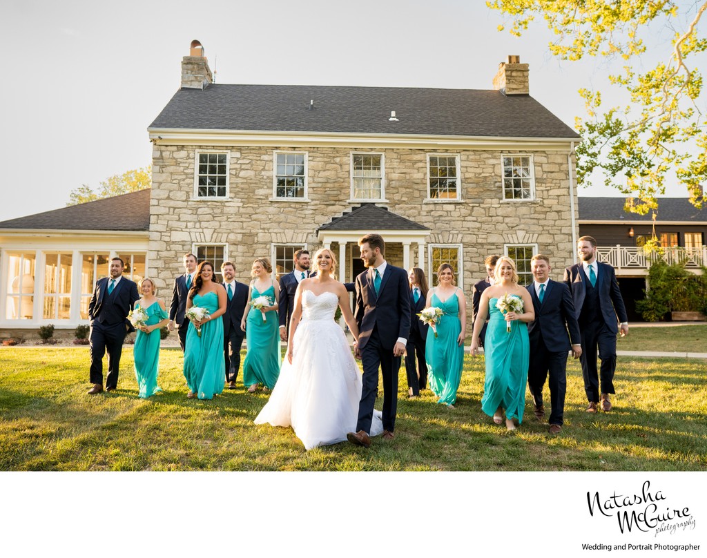 Candid photo of wedding party Stone House of St Charles