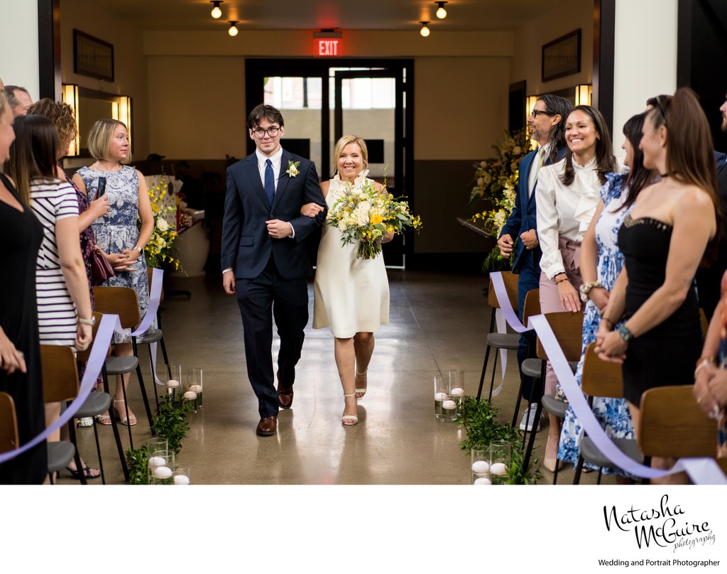 Bride at ceremony at Olive and Oak St Louis Venue