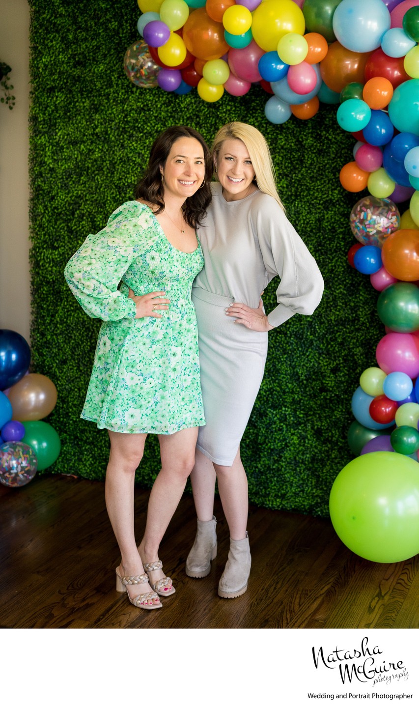 Bridal shower photo with backdrop by Eye Candy Rentals