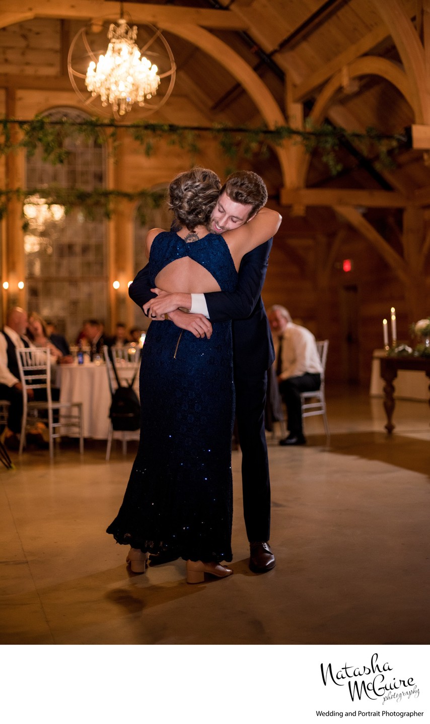 Mother and son dance at wedding reception St Charles