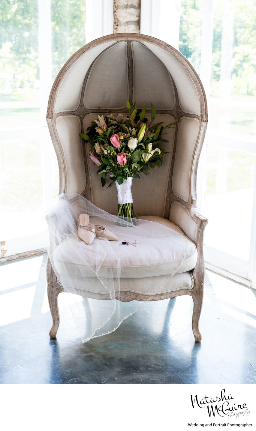 Bride's personal items at Stone House of St Charles