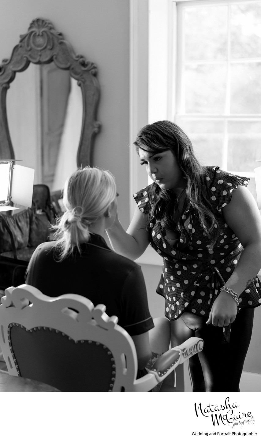 Bride makeup application at Stone House of St Charles