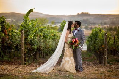Wedding couple kissing vineyard St Louis Photographer