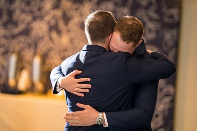 Best man and groom hug speeches Majorette reception