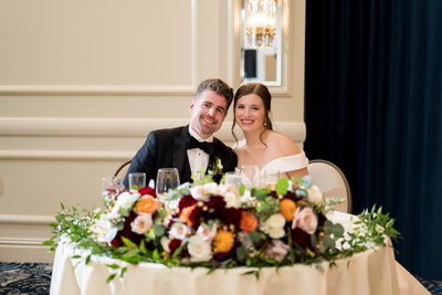Bride and groom sweetheart table Hotel Saint Louis