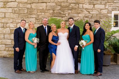 Family photo at Stone House wedding in St Charles, MO