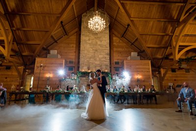 Romantic wedding reception location with flash lighting