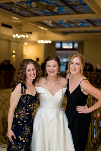 Bride with guests at cocktail hour Hotel Saint Louis