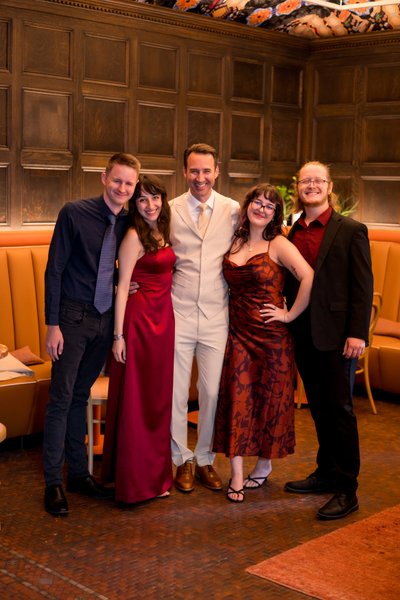 Groom with family before ceremony at 21c Hotel St Louis