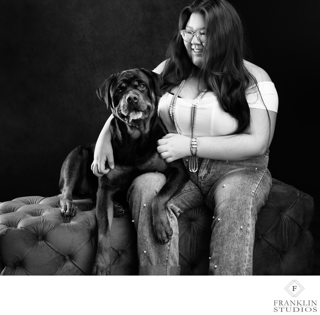 Scottsdale-luxury-dog-portrait-woman-with-dog-studio