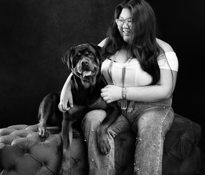 Scottsdale-luxury-dog-portrait-woman-with-dog-studio