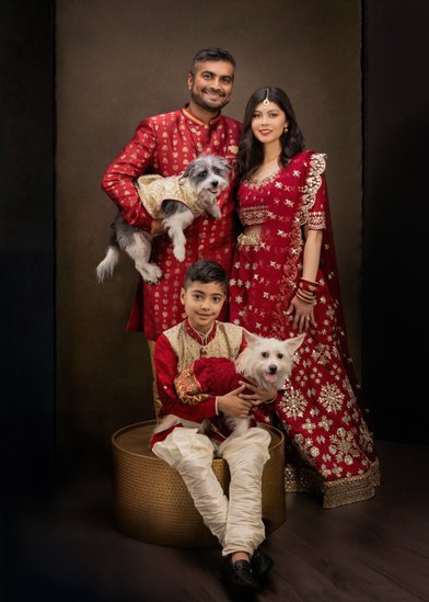 Studio Portraits for families who love their pets 