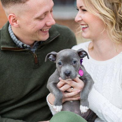 Puppy Engagement Photos Downtown Wilmington 