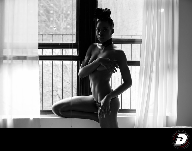 Nude Window Light Beautiful Black Body Woman Photo 2