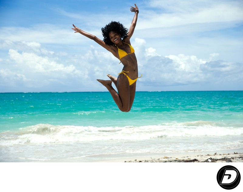 Jamaican Beach Jumping Woman New York Photographer