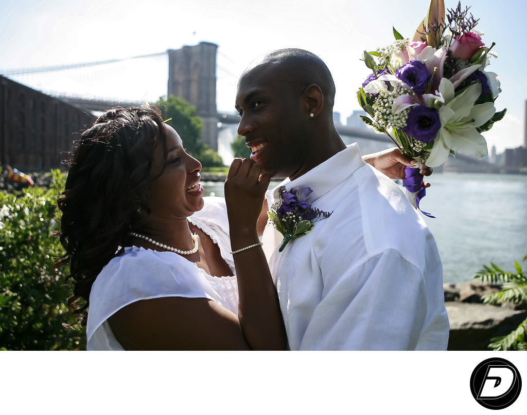 Brooklyn Bridge Couple Wedding Photographer
