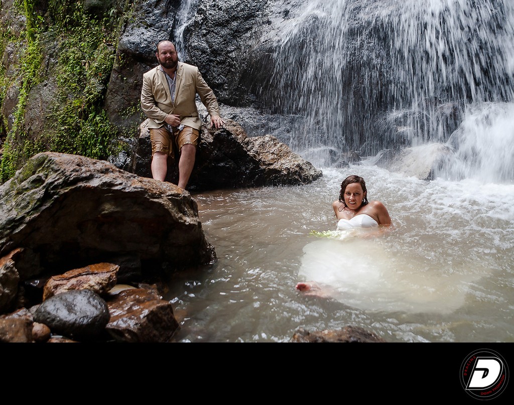 ST Lucia  Waterfall Wedding Couple 