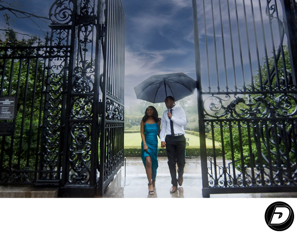 Rainy Central Park Conservatory Engagement Photographer