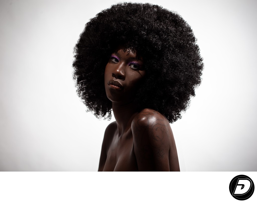 Afro Hair & Black Woman Beauty Makeup Photo