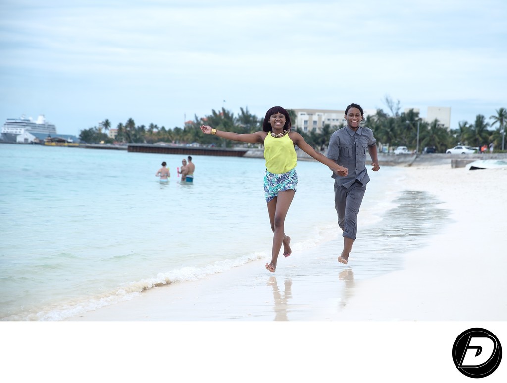 Couple Running On The Beach New York Photographer